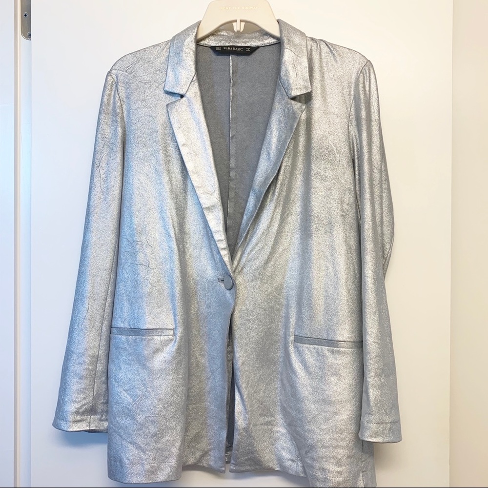 Zara Silver suede blazer